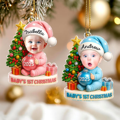 Baby's First Christmas Ornament: Custom Baby Face Acrylic Ornament