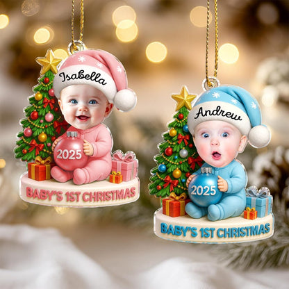 Baby's First Christmas Ornament: Custom Baby Face Acrylic Ornament