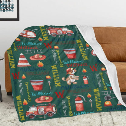 Personalized Monster Truck Kids Blanket - Custom Boys Name Throw