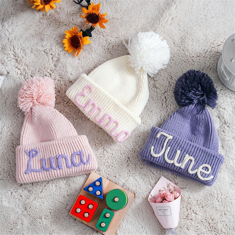Custom Name Baby Hat, Personalized Kid's Winter Hat, Baby Name Beanie