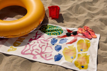 Personalized Crab Beach Towel, Seahorse/Fish/Dolphin Name Towel for Child