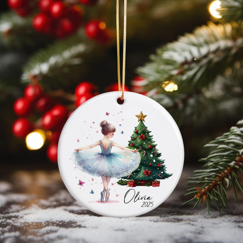 Personalized Ballerina Ornament 2025 – Custom Ballet Girl Gift