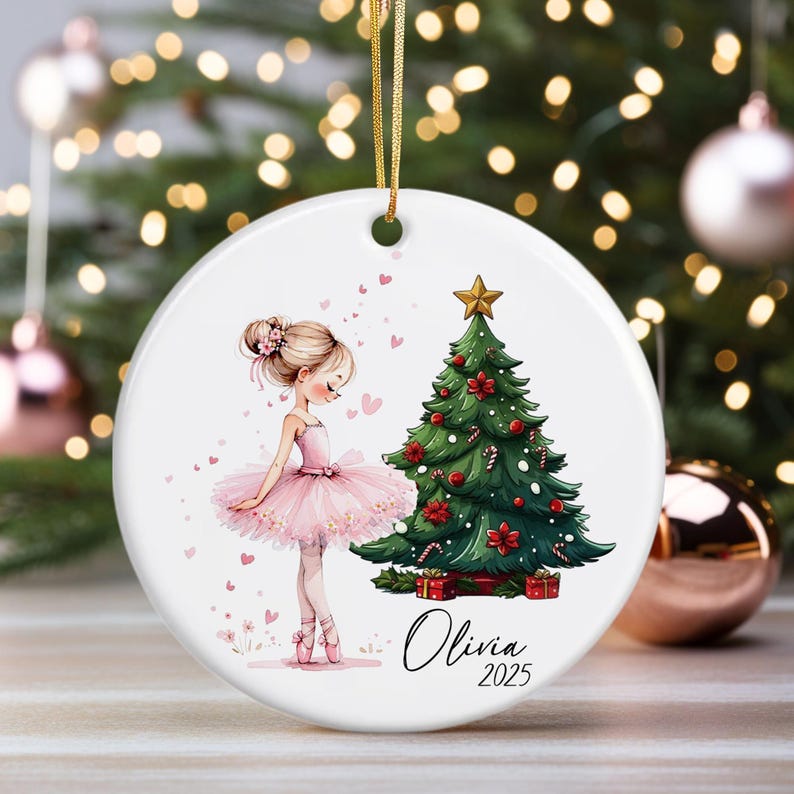 Personalized Ballerina Ornament 2025 – Custom Ballet Girl Gift