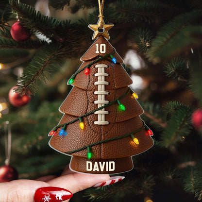 Football Christmas Decor With Name & Number Football Christmas Ornament