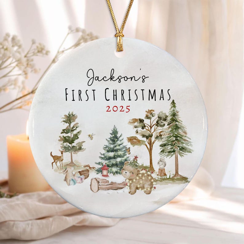 Personalized Baby's First Christmas Ornament 2026, Baby Shower Photo Keepsake