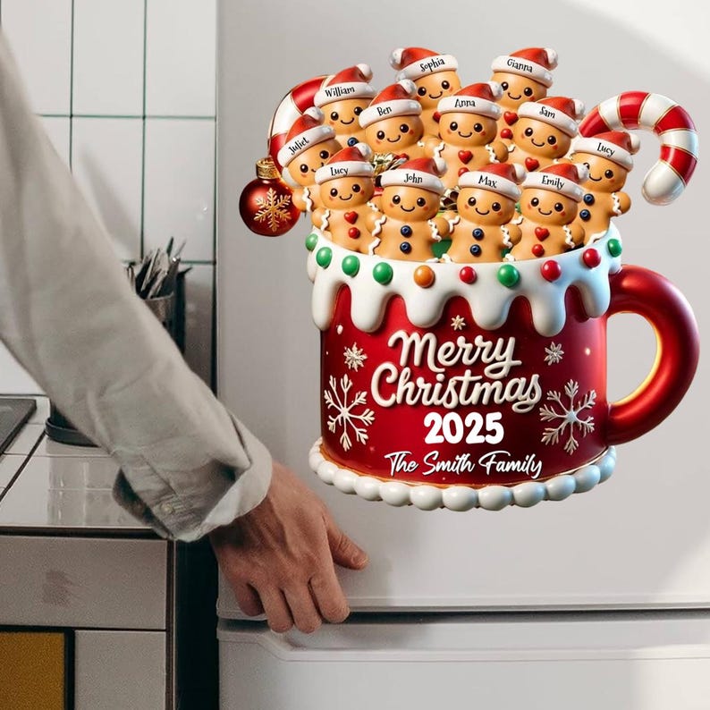 Merry Christmas - Personalized Gingerbread Family Decal, Gingerbread Decal