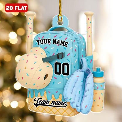 Baseball Bag Personalized Christmas Ornament Ice Cream Drip Baseball