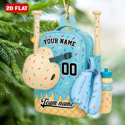 Baseball Bag Personalized Christmas Ornament Ice Cream Drip Baseball