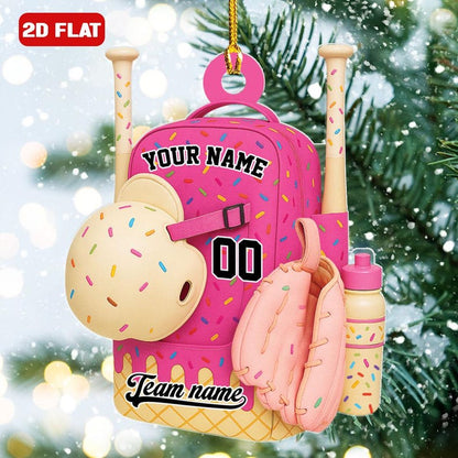 Baseball Bag Personalized Christmas Ornament Ice Cream Drip Baseball