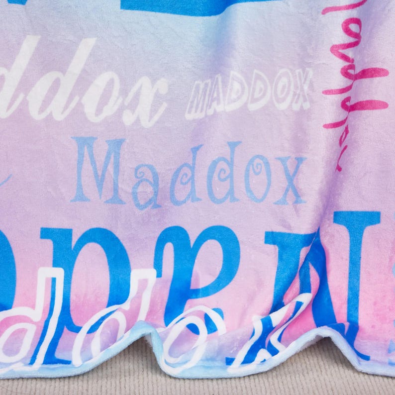 Personalized Name Fleece Blanket, Custom Word Cloud, Newborn Gift