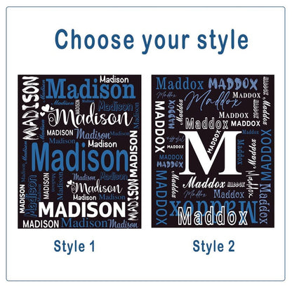 Personalized Name Fleece Blanket, Custom Word Cloud, Newborn Gift