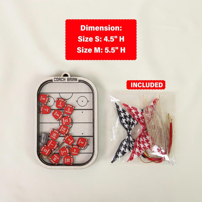 Personalized Hockey Jersey Shaker Ornament, Ice Hockey Coach Christmas Ornament