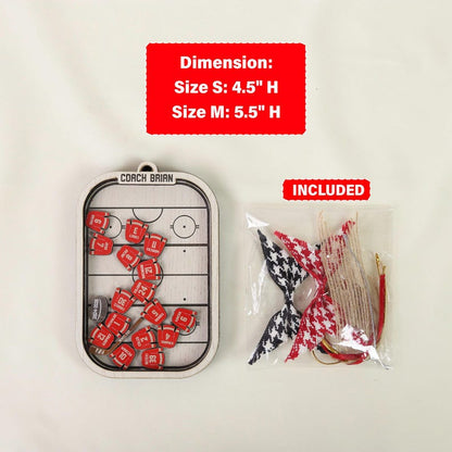 Personalized Hockey Jersey Shaker Ornament, Ice Hockey Coach Christmas Ornament