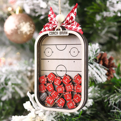 Personalized Hockey Jersey Shaker Ornament, Ice Hockey Coach Christmas Ornament