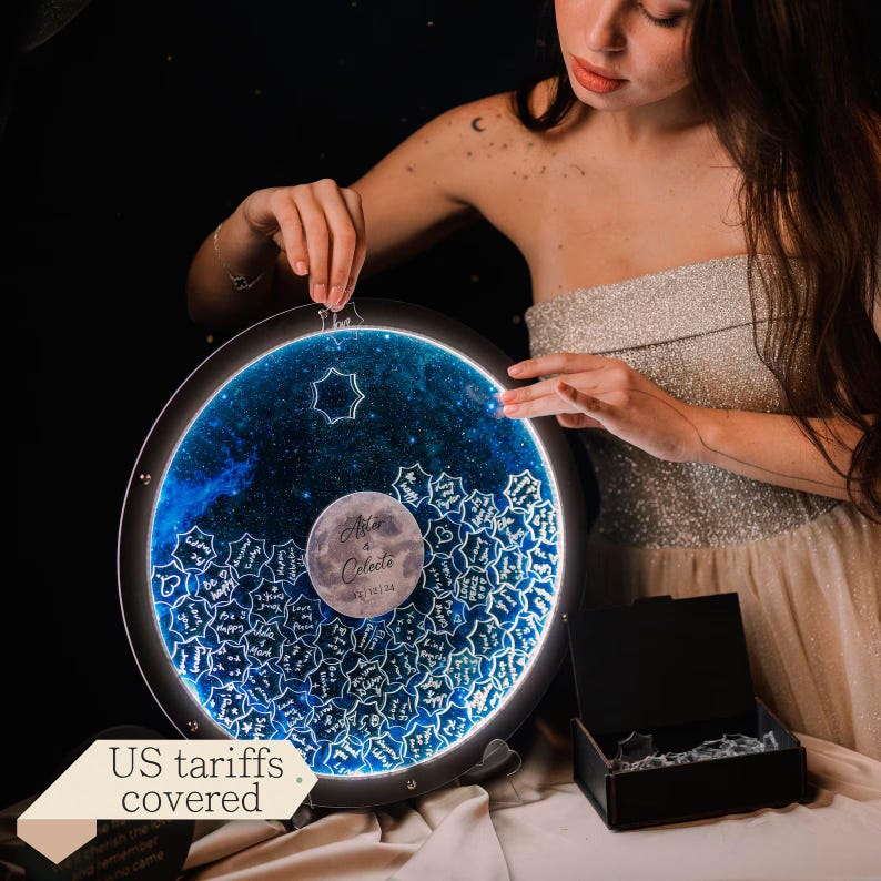 Celestial Wedding Guest Book Alternative with LED