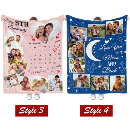 Personalized Photo Blanket for Anniversary,Custom Couples Blanket