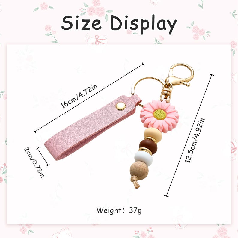 Personalised Daisy Beaded Keyring for Girls
