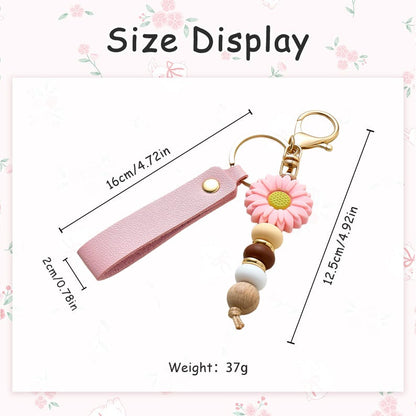 Personalised Daisy Beaded Keyring for Girls