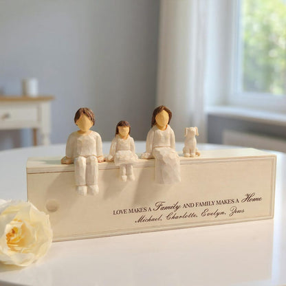 Custom Engraved Family Figurine Set, Family Keepsake