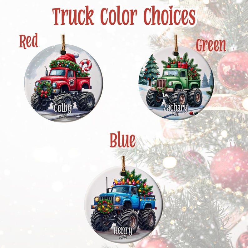 Personalized Monster Truck Ornament, Ornament For Boys