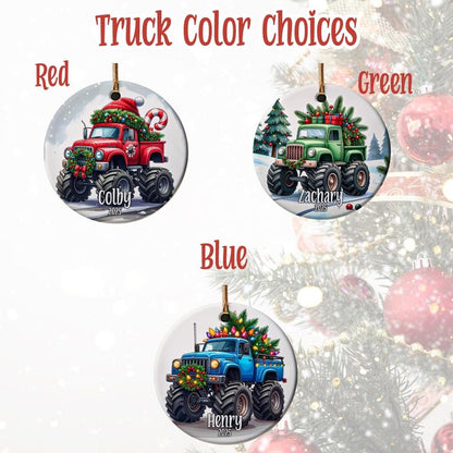 Personalized Monster Truck Ornament, Ornament For Boys