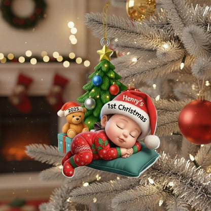 Baby’s First Christmas Ornament, Personalized Acrylic Bauble