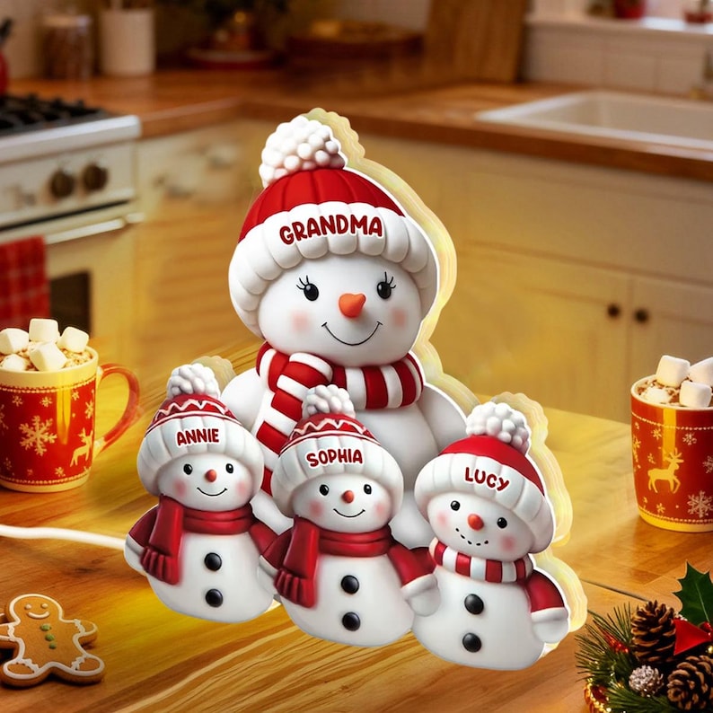 Personalized Snowman Family Christmas Light Box