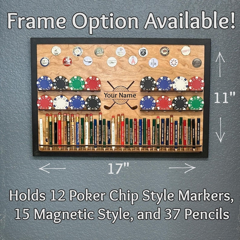Personalized Golf Ball Marker and Pencil Display