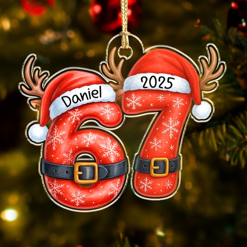 Six Seven 67 Meme Custom Name Christmas Ornament