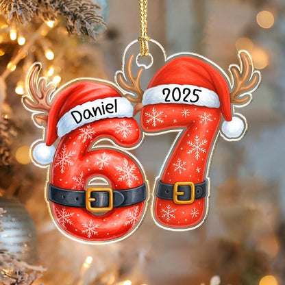 Six Seven 67 Meme Custom Name Christmas Ornament