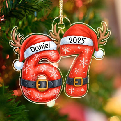 Six Seven 67 Meme Custom Name Christmas Ornament