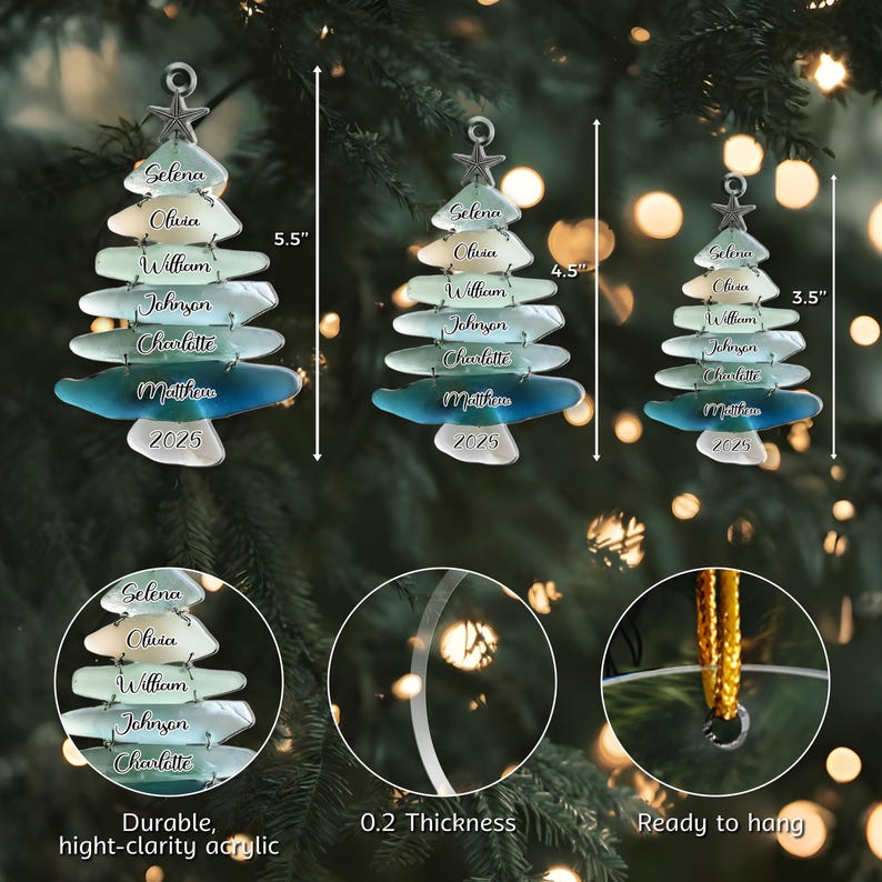2D Flat Personalized Family Tree Ornament