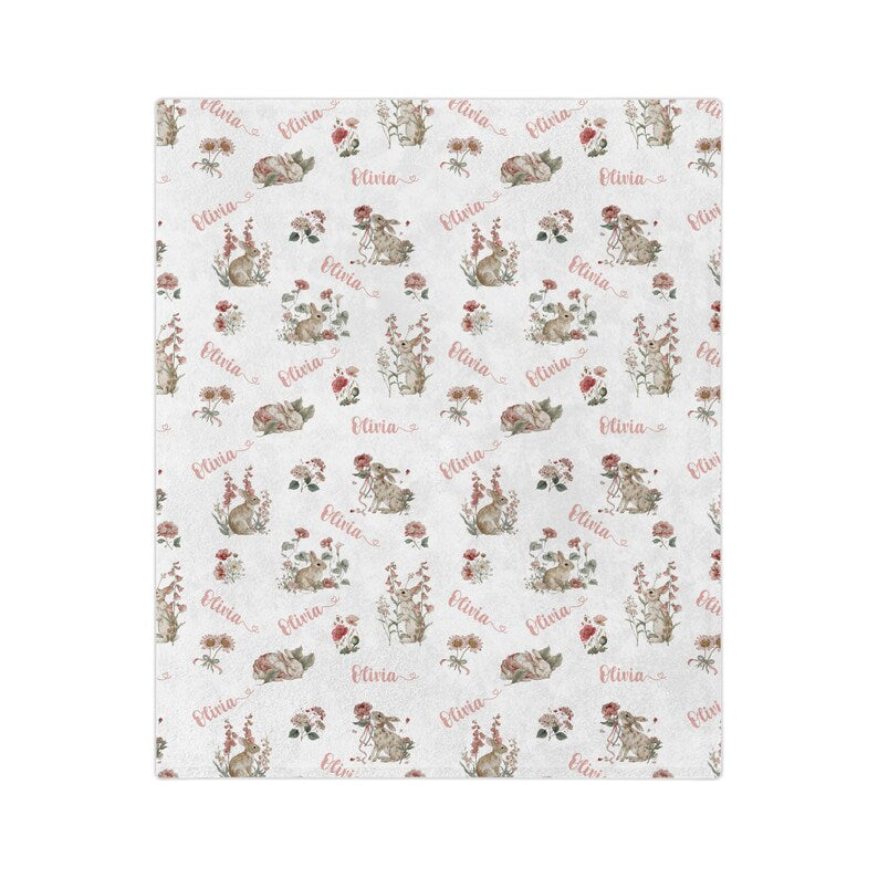 Personalized Rabbit Custom Kids Name Easter Blanket