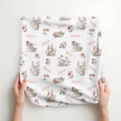Personalized Rabbit Custom Kids Name Easter Blanket