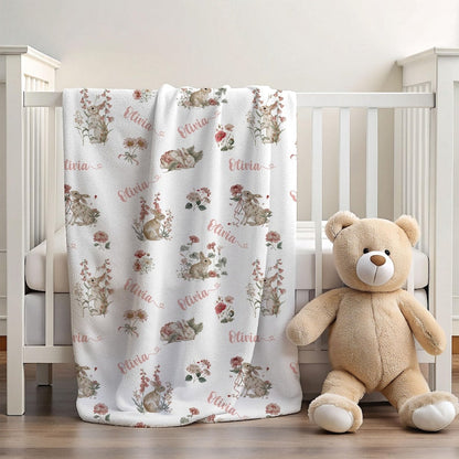 Personalized Rabbit Custom Kids Name Easter Blanket