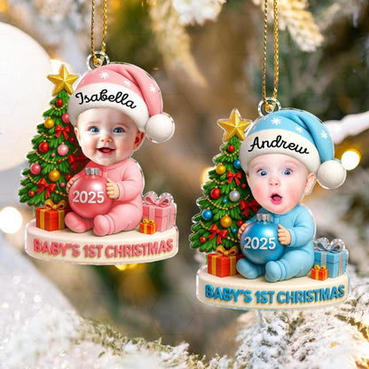 Baby's First Christmas Ornament: Custom Baby Face Acrylic Ornament