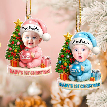 Baby's First Christmas Ornament: Custom Baby Face Acrylic Ornament