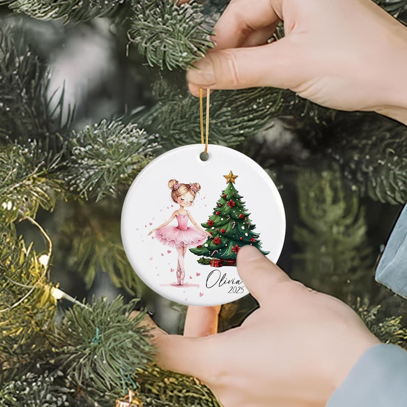 Personalized Ballerina Ornament 2025 – Custom Ballet Girl Gift