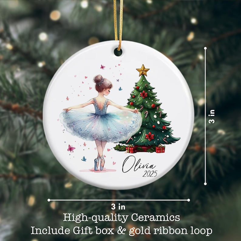 Personalized Ballerina Ornament 2025 – Custom Ballet Girl Gift
