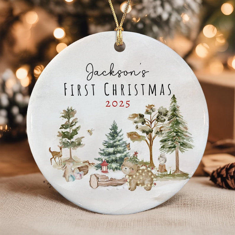 Personalized Baby's First Christmas Ornament 2026, Baby Shower Photo Keepsake