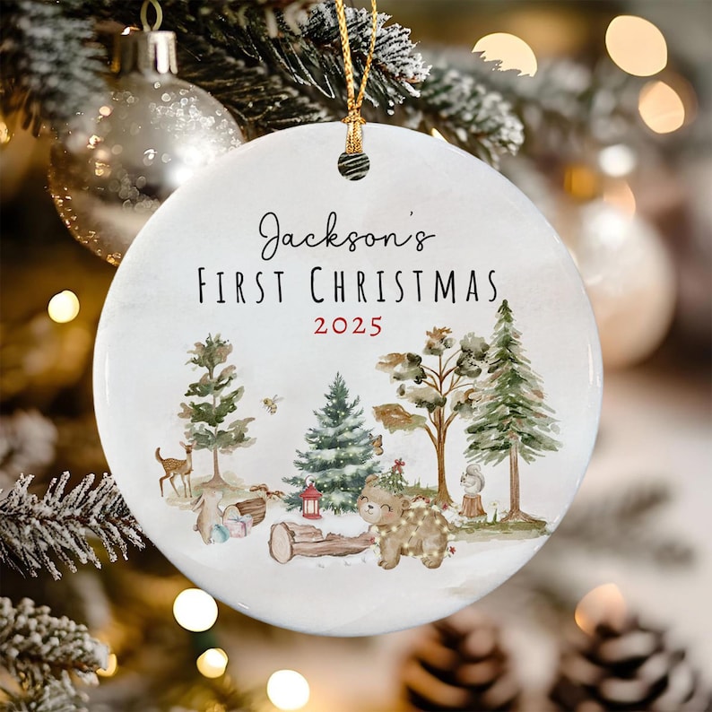 Personalized Baby's First Christmas Ornament 2026, Baby Shower Photo Keepsake
