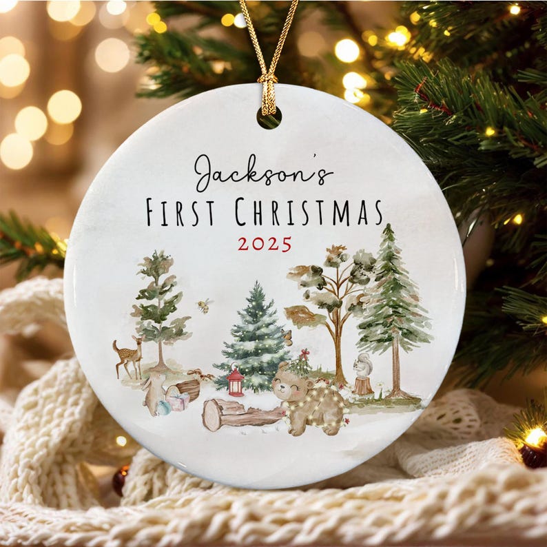 Personalized Baby's First Christmas Ornament 2026, Baby Shower Photo Keepsake