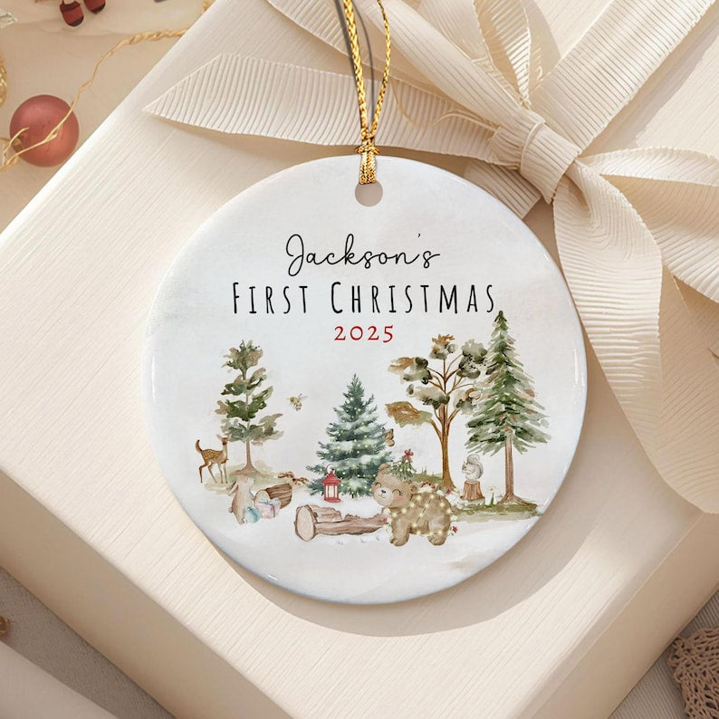 Personalized Baby's First Christmas Ornament 2026, Baby Shower Photo Keepsake