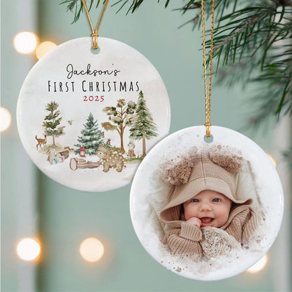 Personalized Baby's First Christmas Ornament 2026, Baby Shower Photo Keepsake