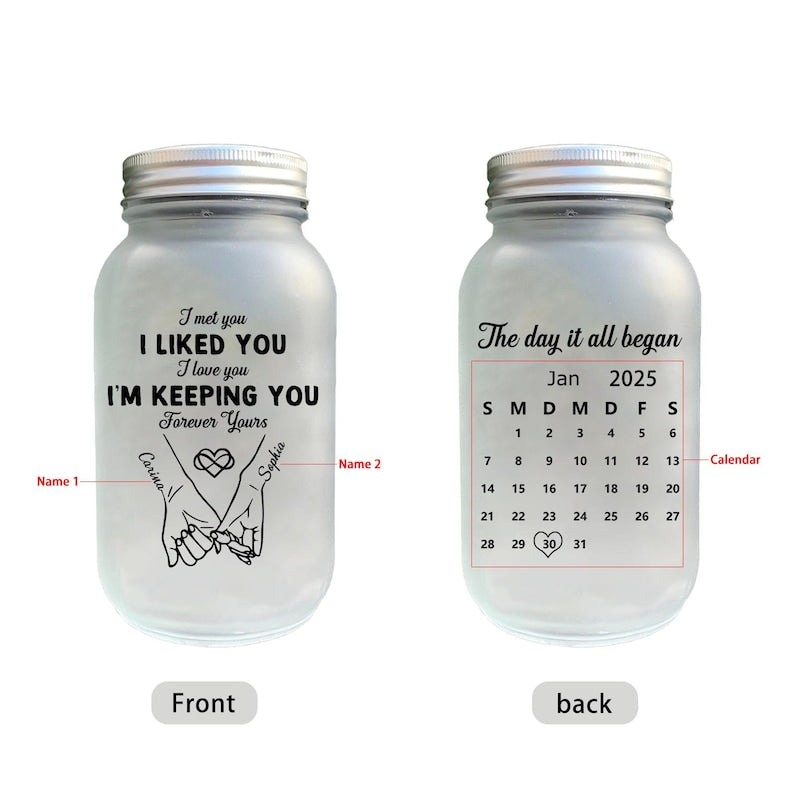 Personalized Couple Pinky Promise Light Up Jars