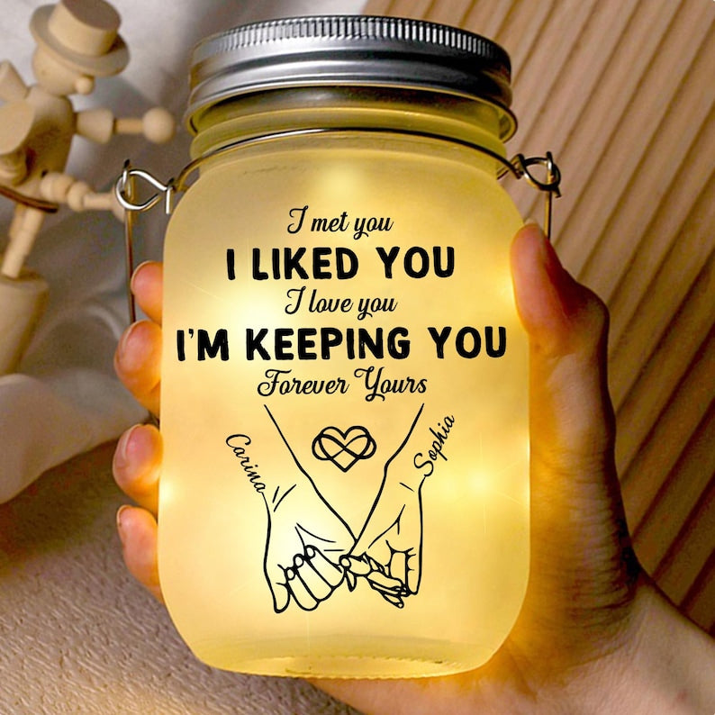 Personalized Couple Pinky Promise Light Up Jars