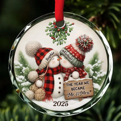 Custom First Christmas Ornament, Newlywed Wedding Gifts, Personalized First Christmas Keepsake