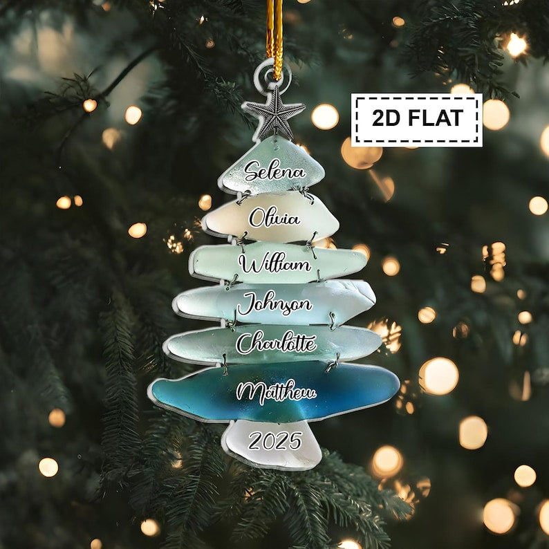 2D Flat Personalized Family Tree Ornament