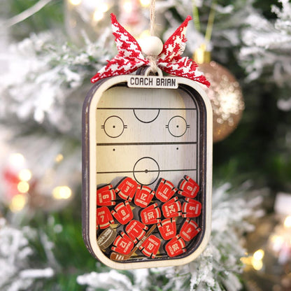 Personalized Hockey Jersey Shaker Ornament, Ice Hockey Coach Christmas Ornament