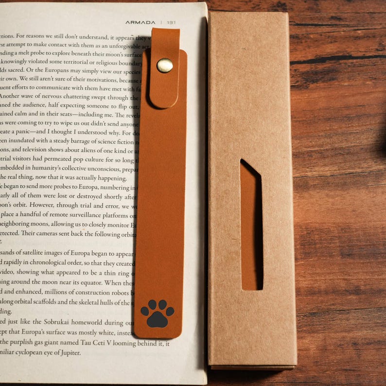 Personalized Leather Bookmark: Custom Engraved Full-Grain Italian Leather
